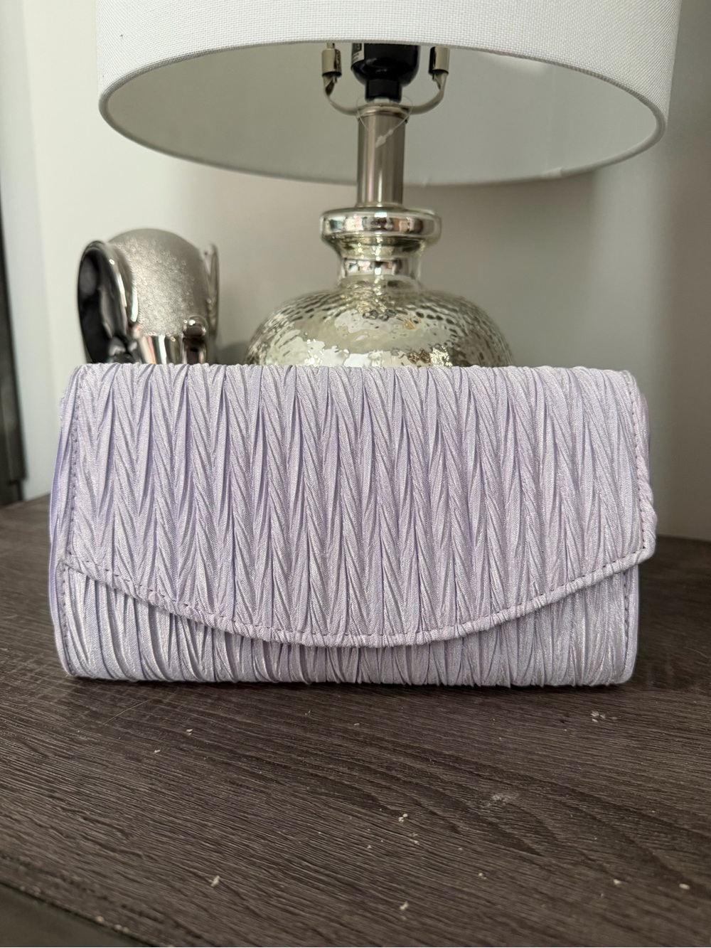 Lilac Pleated Evening Clutch - Unbranded
